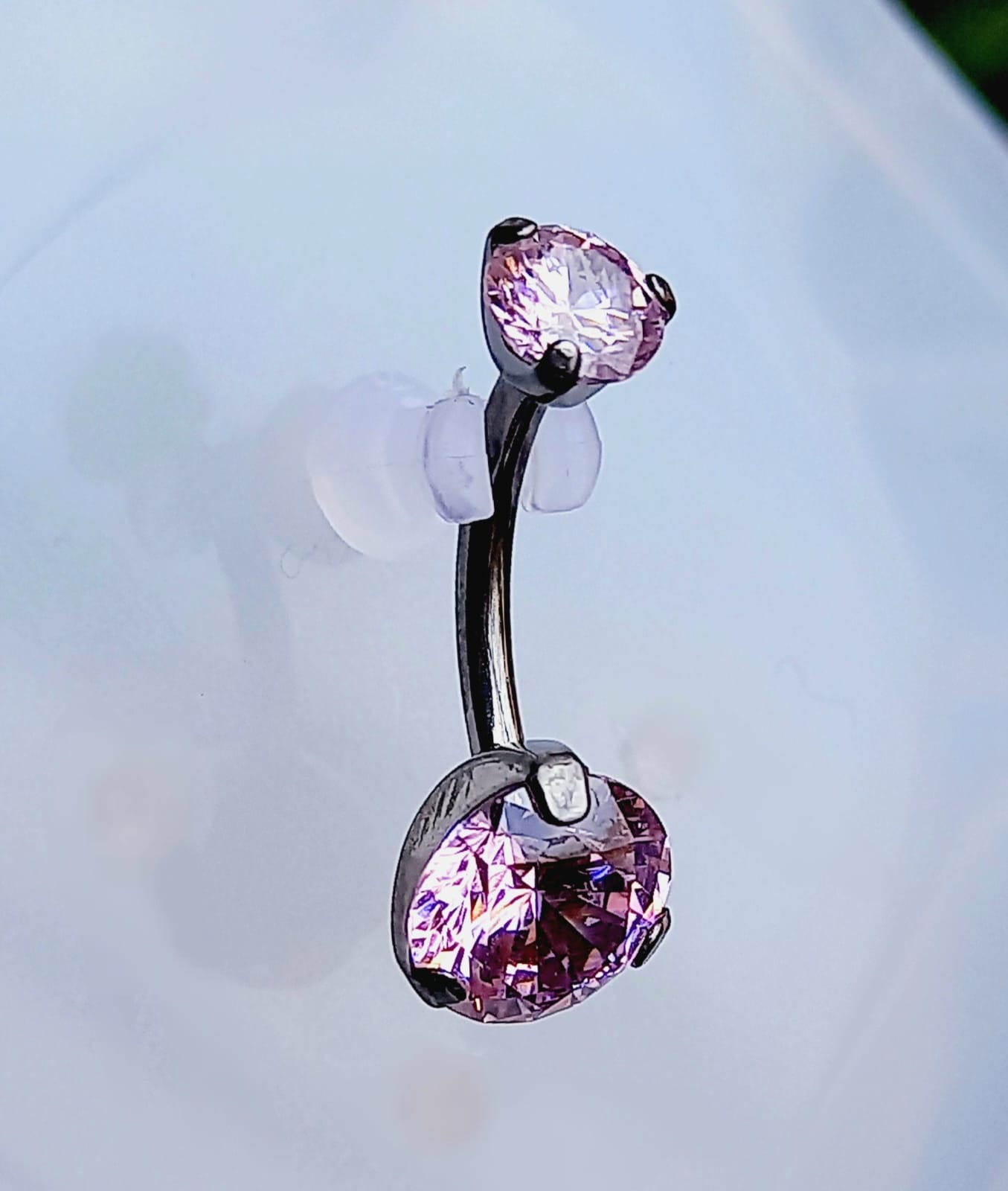 Titanio grado implante. Navel con doble Cz Rosa