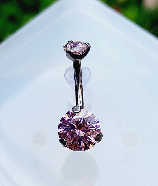 Titanio grado implante. Navel con doble Cz Rosa